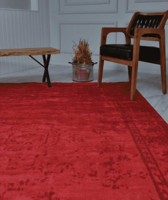 KASHMIR WOOL-VISCOSE RUG – RED