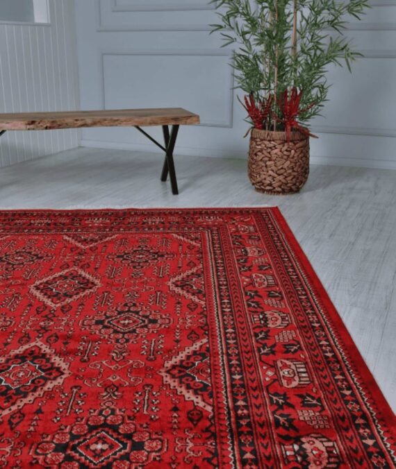 TRIBAL BAMBOO RUG – RED