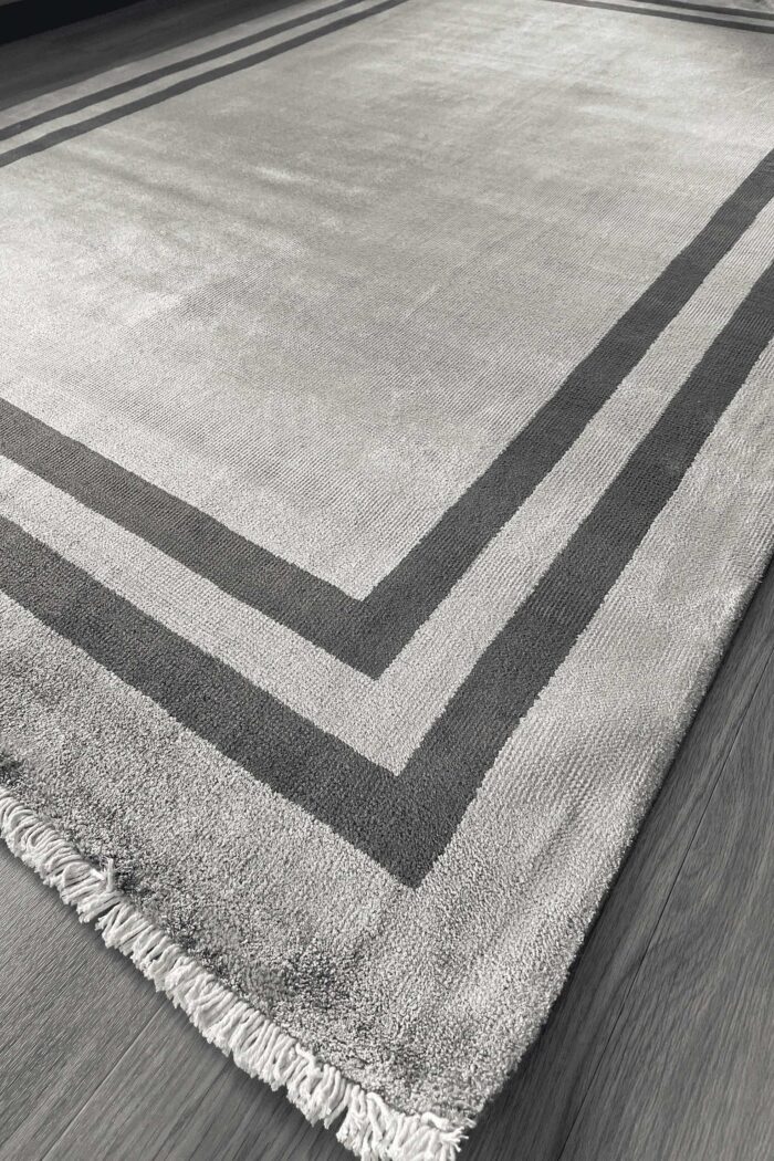 BORDERED|STRIPE|HANDMADE|RUG|FRAME|FLOOR|VISCOSE|LUXURIOUS|NATURAL|BAMBUS|HANDFINISED|CHARCOAL|ORGANIC|RUGS| HAND|GREY RUG|HANDMADE|MODERN|LIVING ROOM|BEDROOM|AREA RUGS|WILTON WOVEN|FAIR TRADE|LUXURY|BIODEGRADABLE